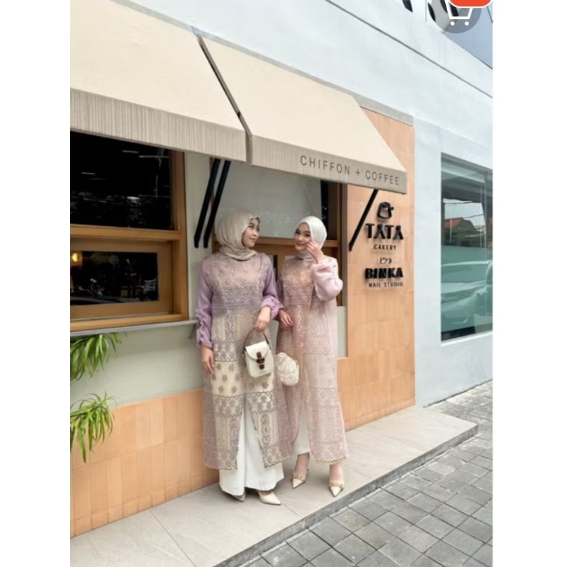 calula outer drees/outer organza/dress bordir