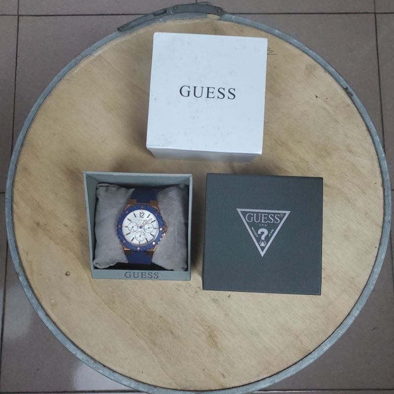 Guess Gold Blue Jam Tangan Pria