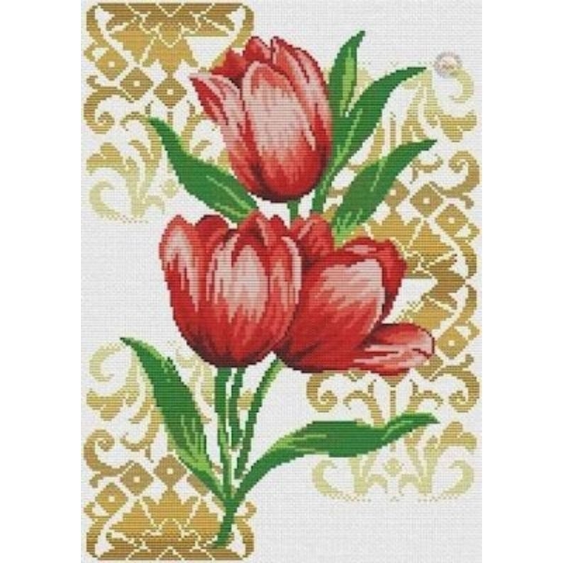 paket kristik bunga tulip besar 14ct kain polos