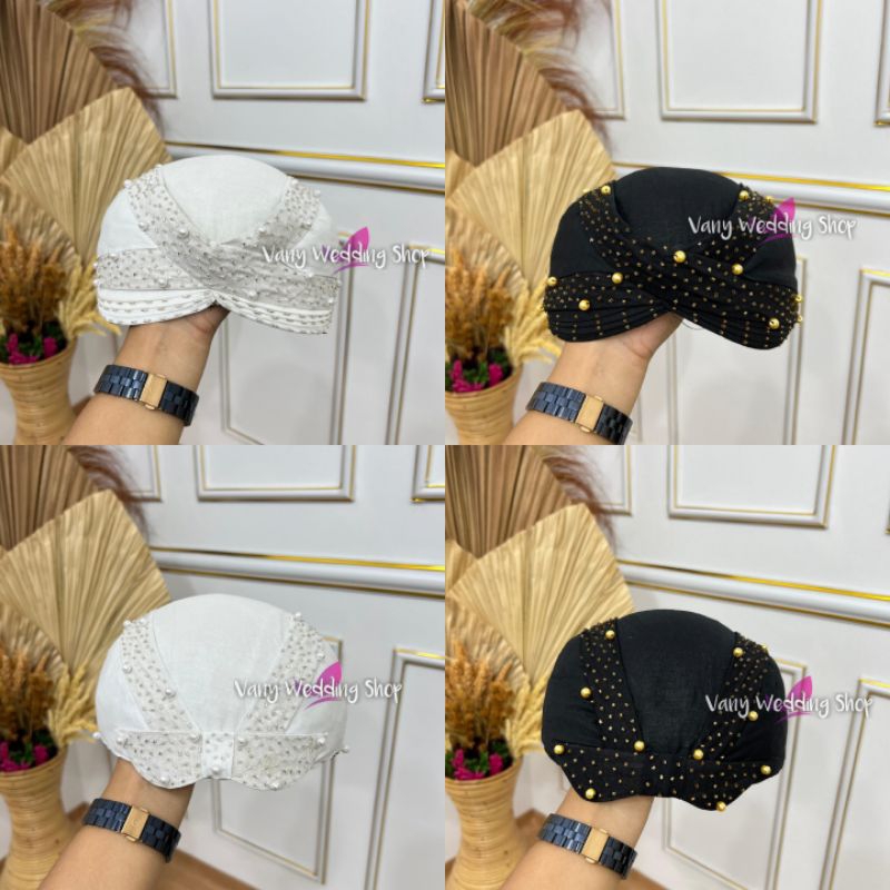 Blangkon Pengantin Payet - SUNDA | Warna Hitam / Putih