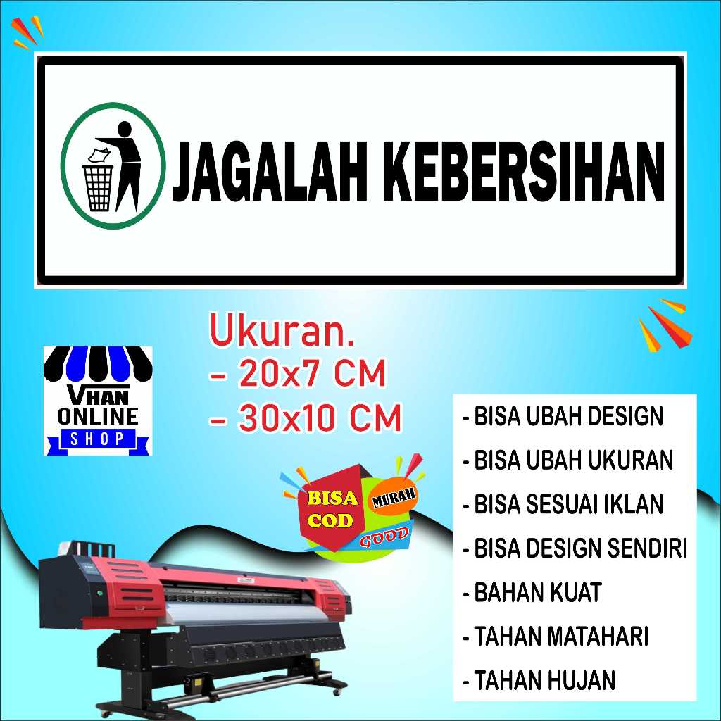 

Cetak Stiker Tulisan Jagalah Kebersihan Design Simple Putih