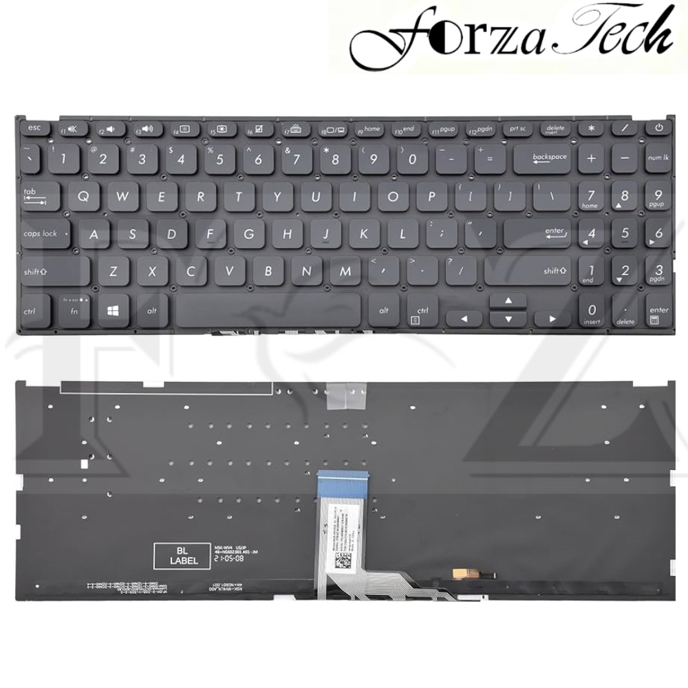 Keyboard Laptop Asus Vivobook F512J F512JA X512J X512JA X512JP Series HITAM Backlight Lampu BERGARAN
