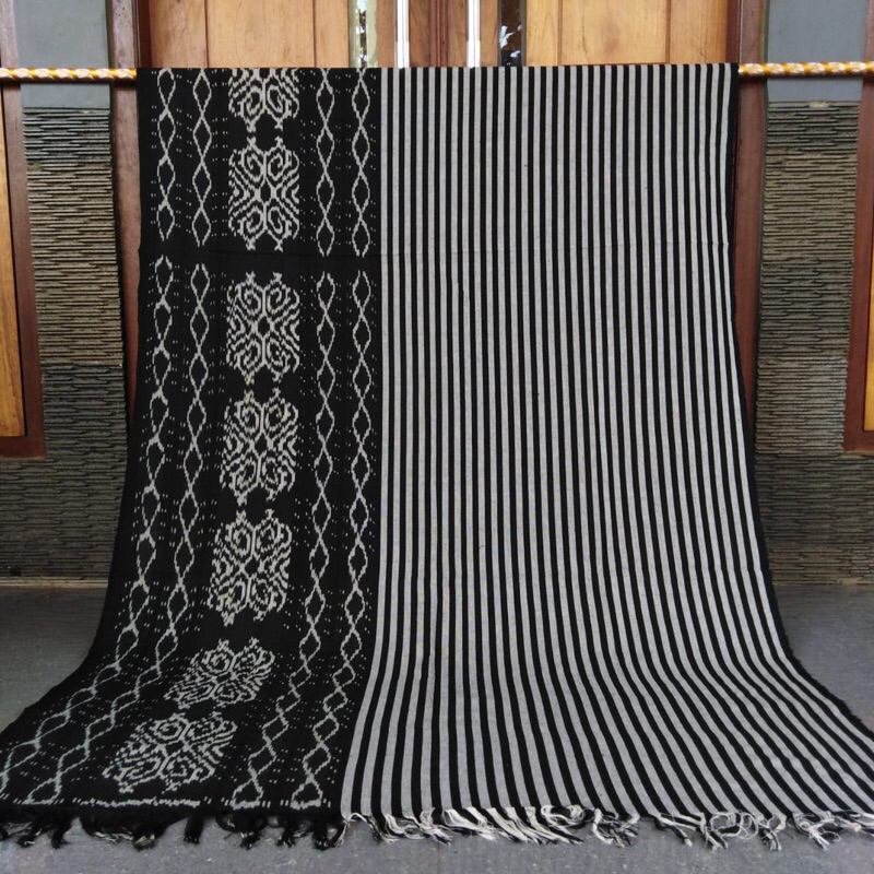 Kain Tenun Ikat Etnik Motif Lurik Hitam Tenun Troso Jepara