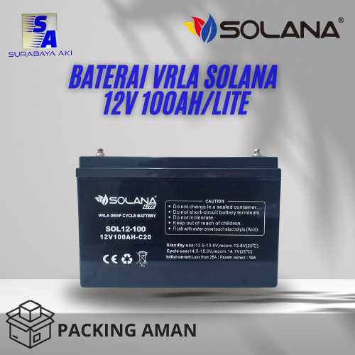 BATERAI SOLANA 12V 100AH AKI UPS SOLANA AKI SOLAR PANEL BATERAI VRLA - SOLANA 12V 100AH LITE
