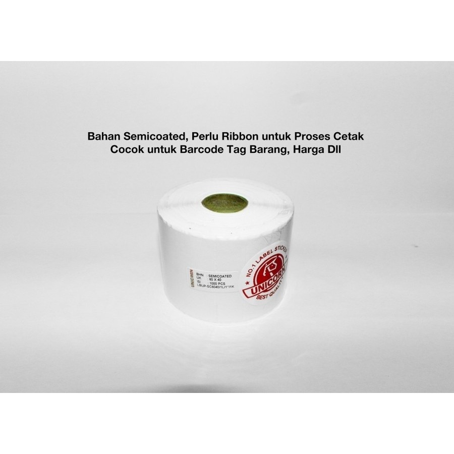 

H7Y Stiker Label Barcode Semicoated 60x40mm / 60x40 mm / 60 x 40 mm 1 Line Core 1 Inch 1.000 pcs