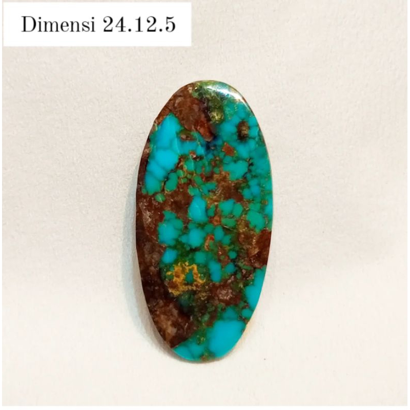 Original Batu Pirus Persia Gradasi Waran Hijau Serat Emas