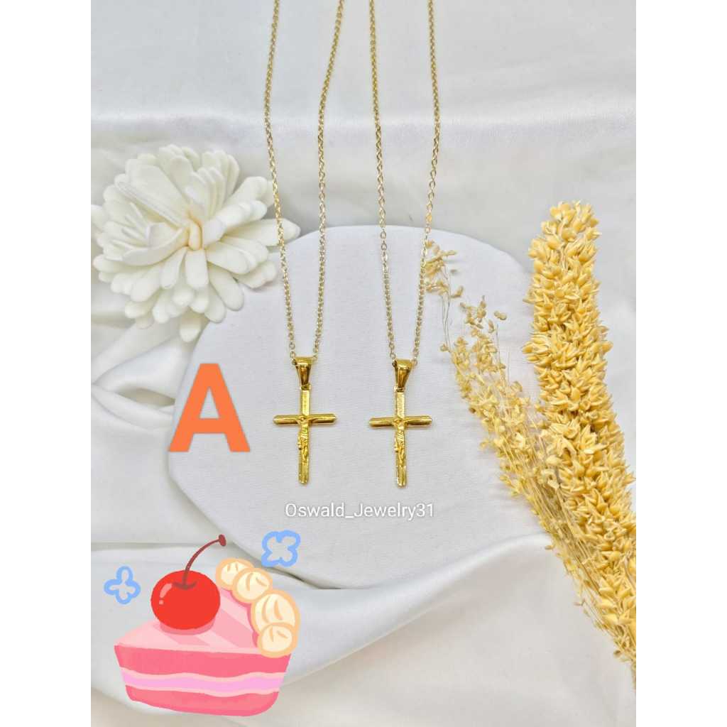 Kalung Pria dan wanita Cantik Bahan Titanium Fashion Permata LIONTIN SALIB Steel Anti Hitam Anti Kar