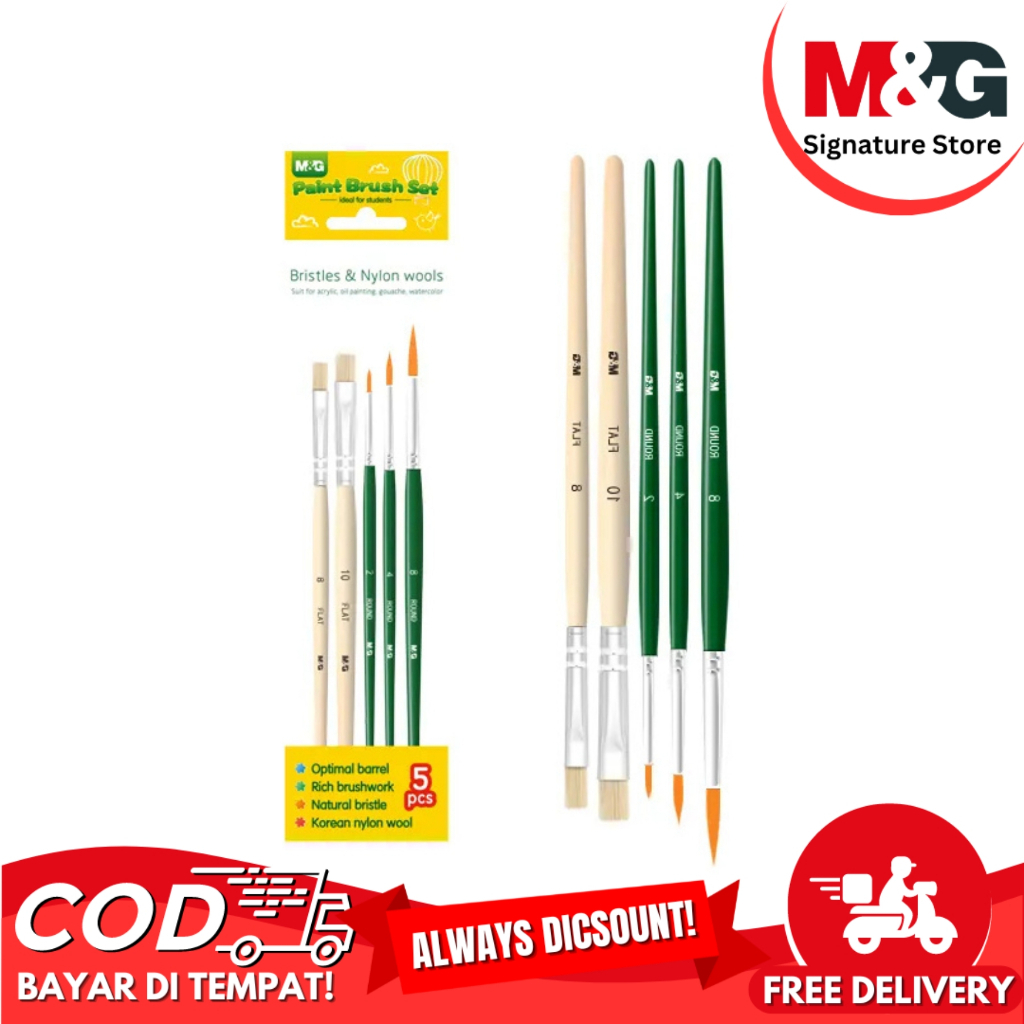 

Kuas Set 2 Paint Brush Set M&G Bahan Nylon & Bristles Kuas Lukis #ABH978B8
