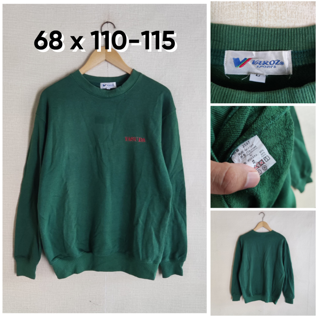 Sweater Crewneck Varoz Hijau Tebal Size L Pria Wanita Atasan Outer Knit Unisex GF657