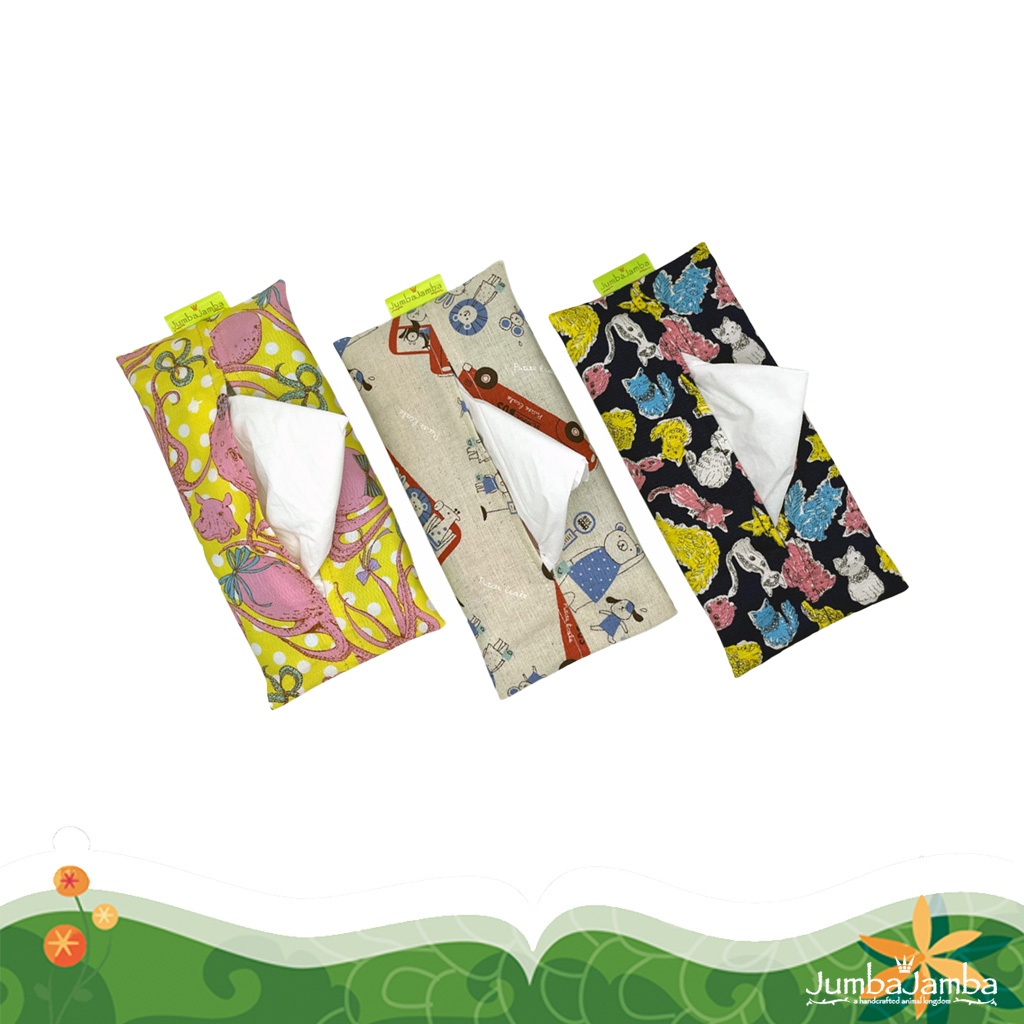 Jumba Jamba Tempat Tisu Travel Kain Katun Jepang - Animals Travel Tissue Cover