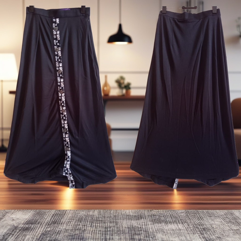 ROK JERSEY DAILY OUTFIT REMAJA WANITA  RABBANI ELF HITAM | ROK MODEL A