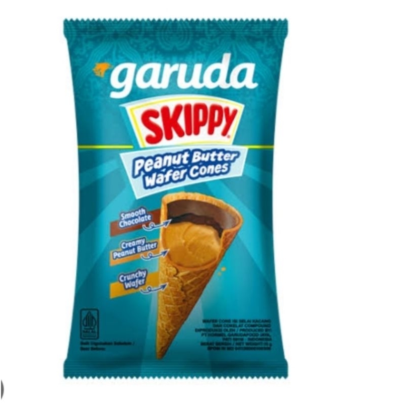 

Garuda Skippy Peanut Butter wafer cones isi 1 renteng (10pcs)