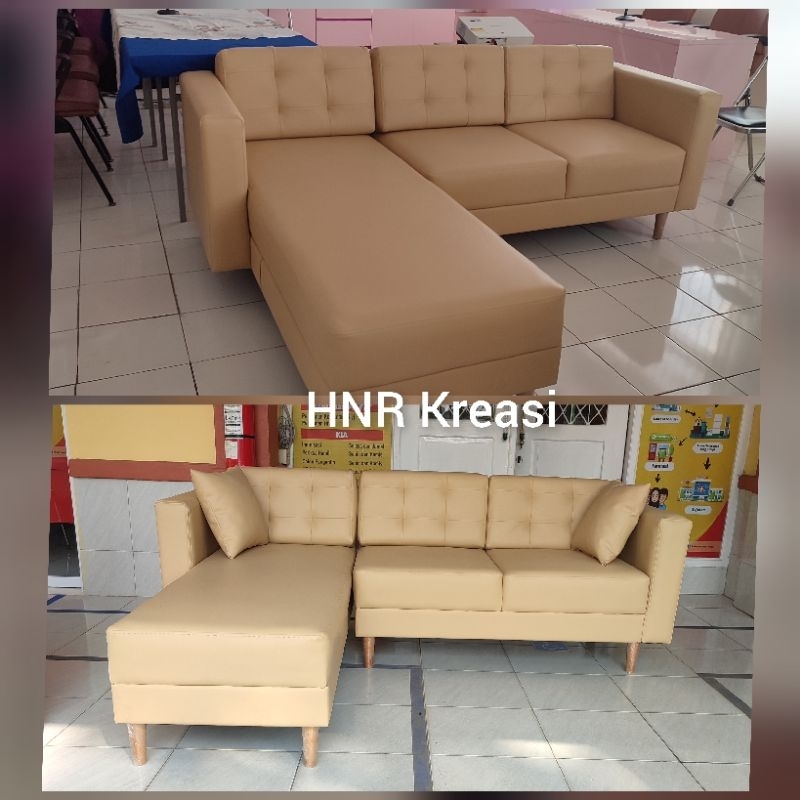 Sofa L Minimalis kulit Oscar premium