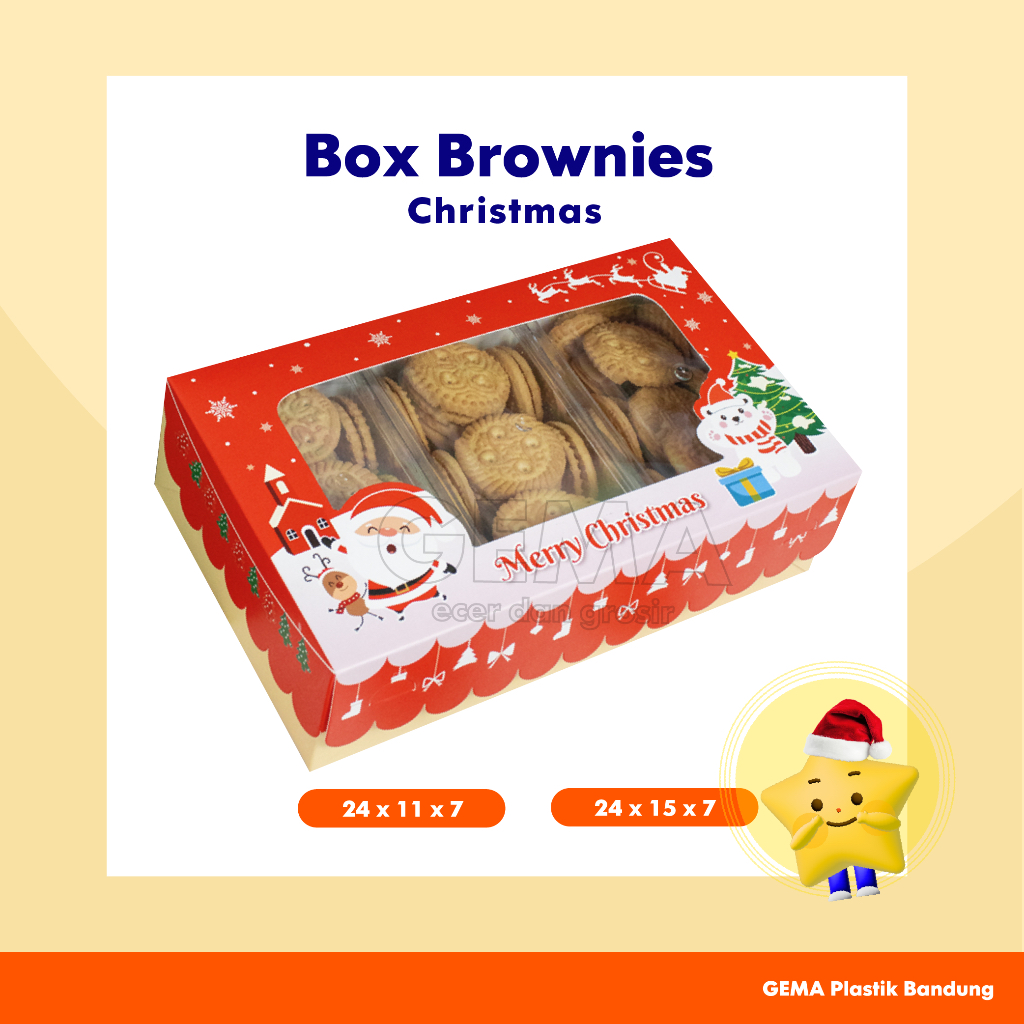 

Box Brownies Christmas | GEMA PLASTIK - xmas box, box kue, box hampers, box natal, kotak kue hexagon, kotak natal, kotak kue unik, kotak hadiah