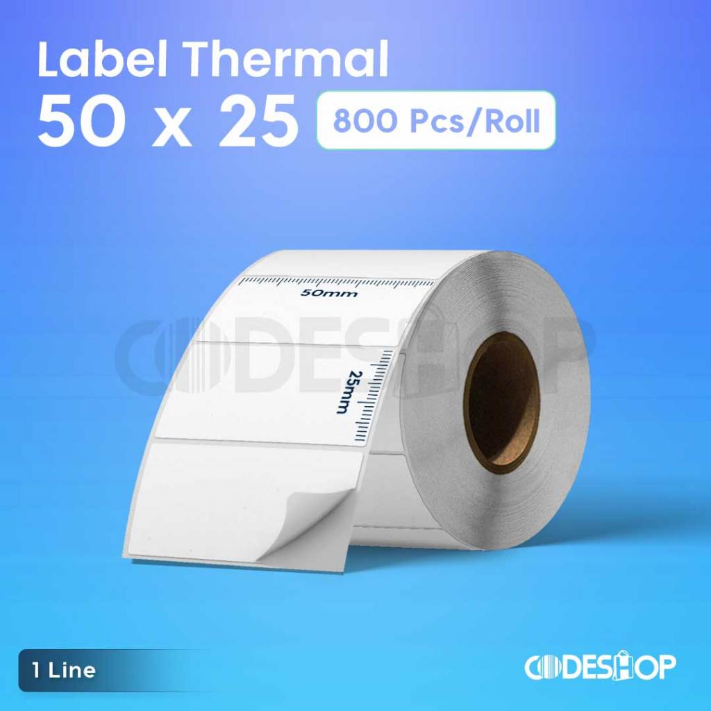 

Codeshop Stiker Label Barcode 50x25mm Direct Thermal 1 Line isi 1000 Pcs