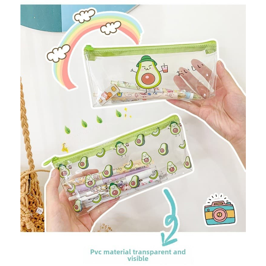 

Tempat Pensil Pouch Kosmetik Transparan Anti Air Motif Alpukat kotak pencil tempat stationary ATK