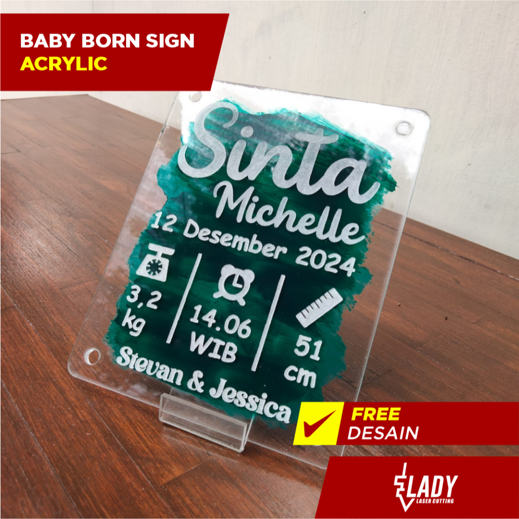 Baby Born Sign Acrylic Papan Nama Bayi