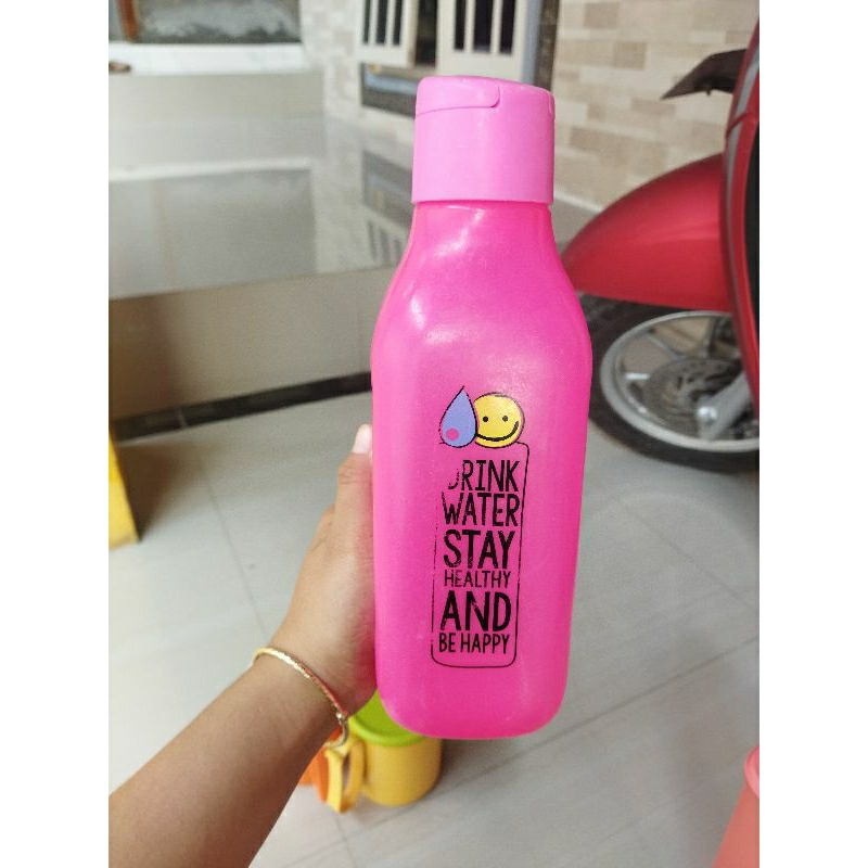 botol minum eco kotak flip neon dan toska lime 1 liter tupperware second preloved