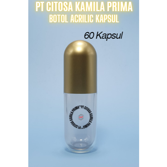 Botol Kapsul 60 ml / Botol Acrilic / Botol Pet Obat / Botol Bentuk Kapsul / Botol Obat Bentuk Kapsul