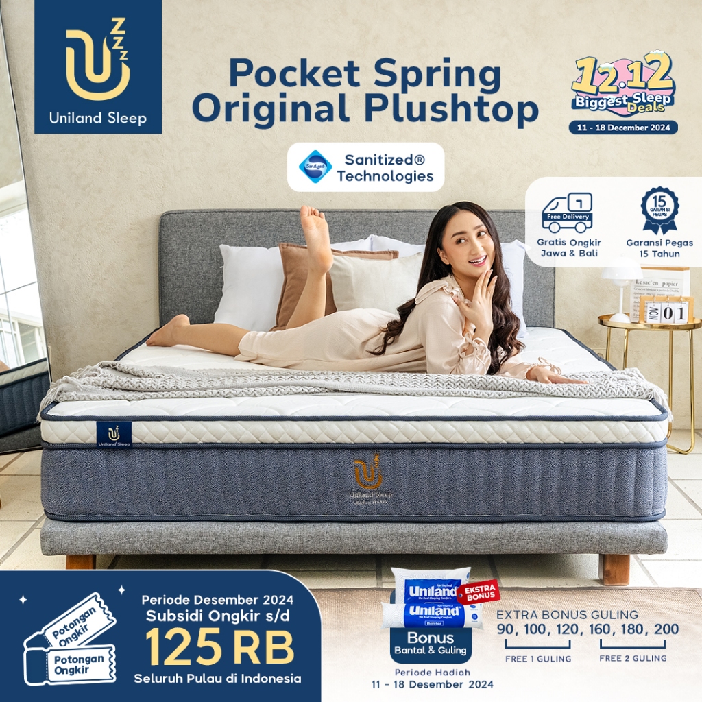 Uniland Sleep 180x200 / King Size / Ukuran No 1 / Kasur Busa / Pocket Spring