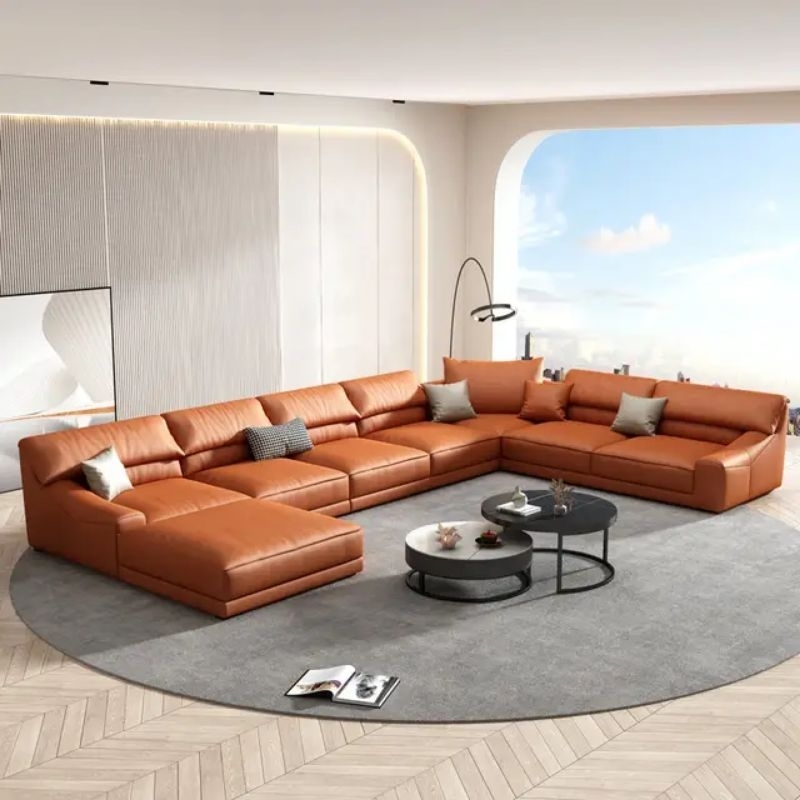 Sofa Kulit U Minimalis | Sofa Ruang Tamu Santai
