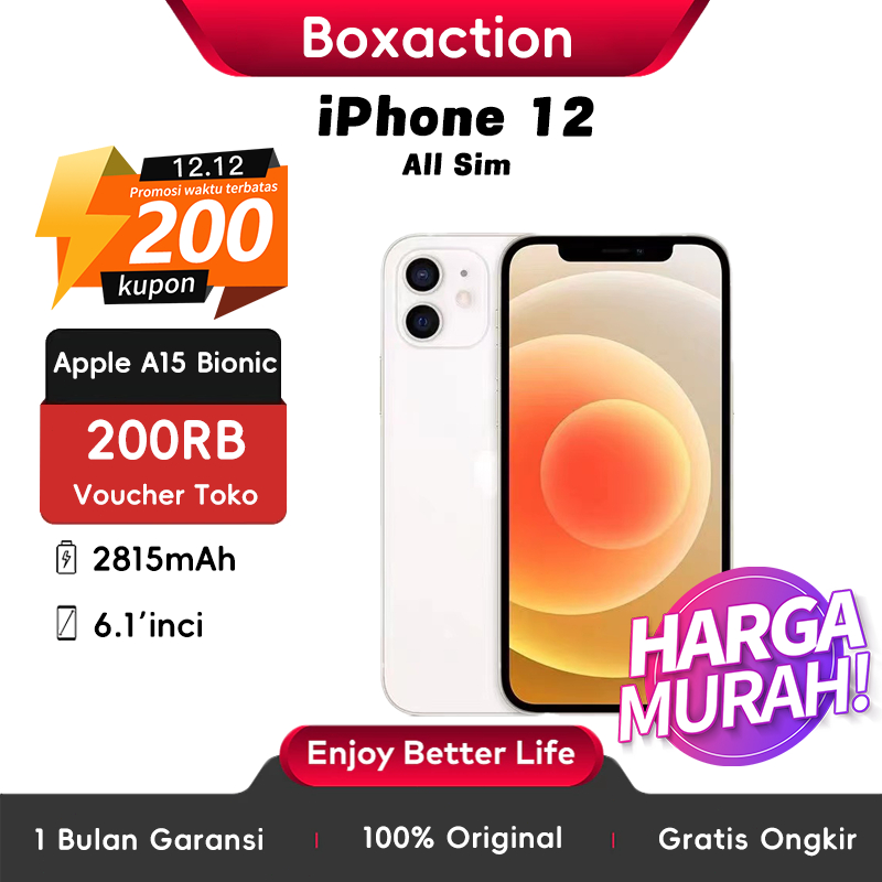 iPhone 12 64/128/256GB Bekas Original 100% Sceond iPhone/iPhone 12 256gb/ip 12/hp 12/iPhone Second