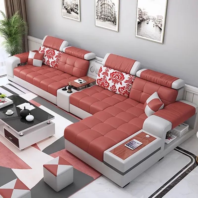 Sofa Sheater 4 Minimalis Leather L Sudut | Sofa Ruang Tamu Minimalis | Sofa L Minimalis