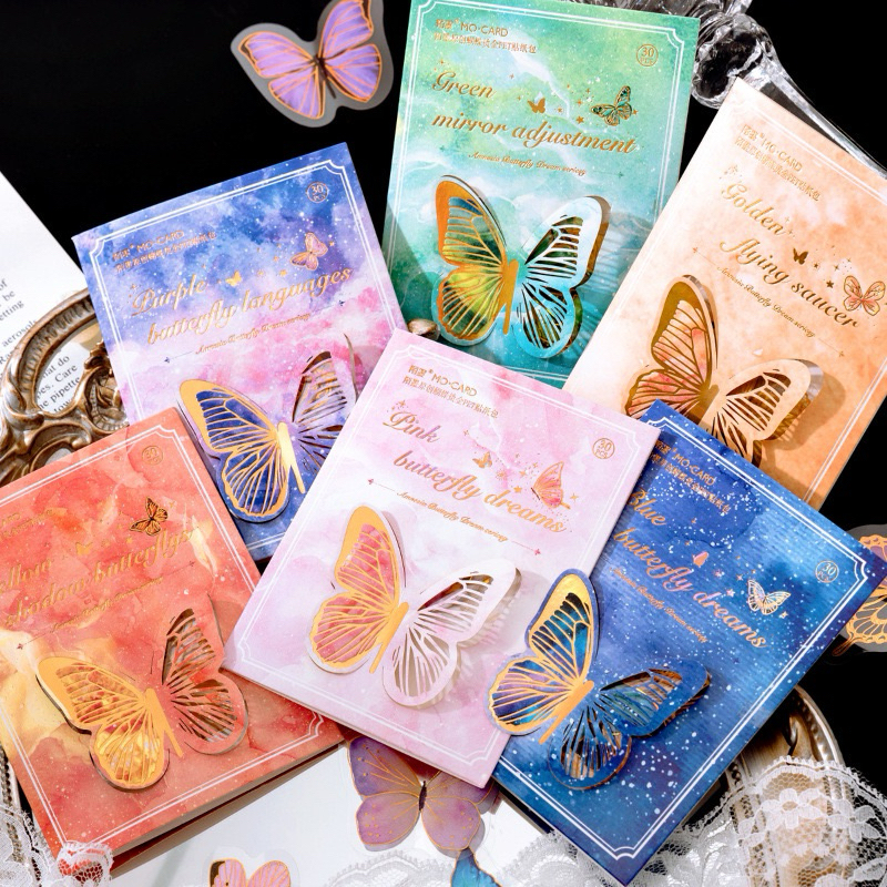 

(8AD) sticker transparan gold foil mix kupu kupu colorful butterfly journaling