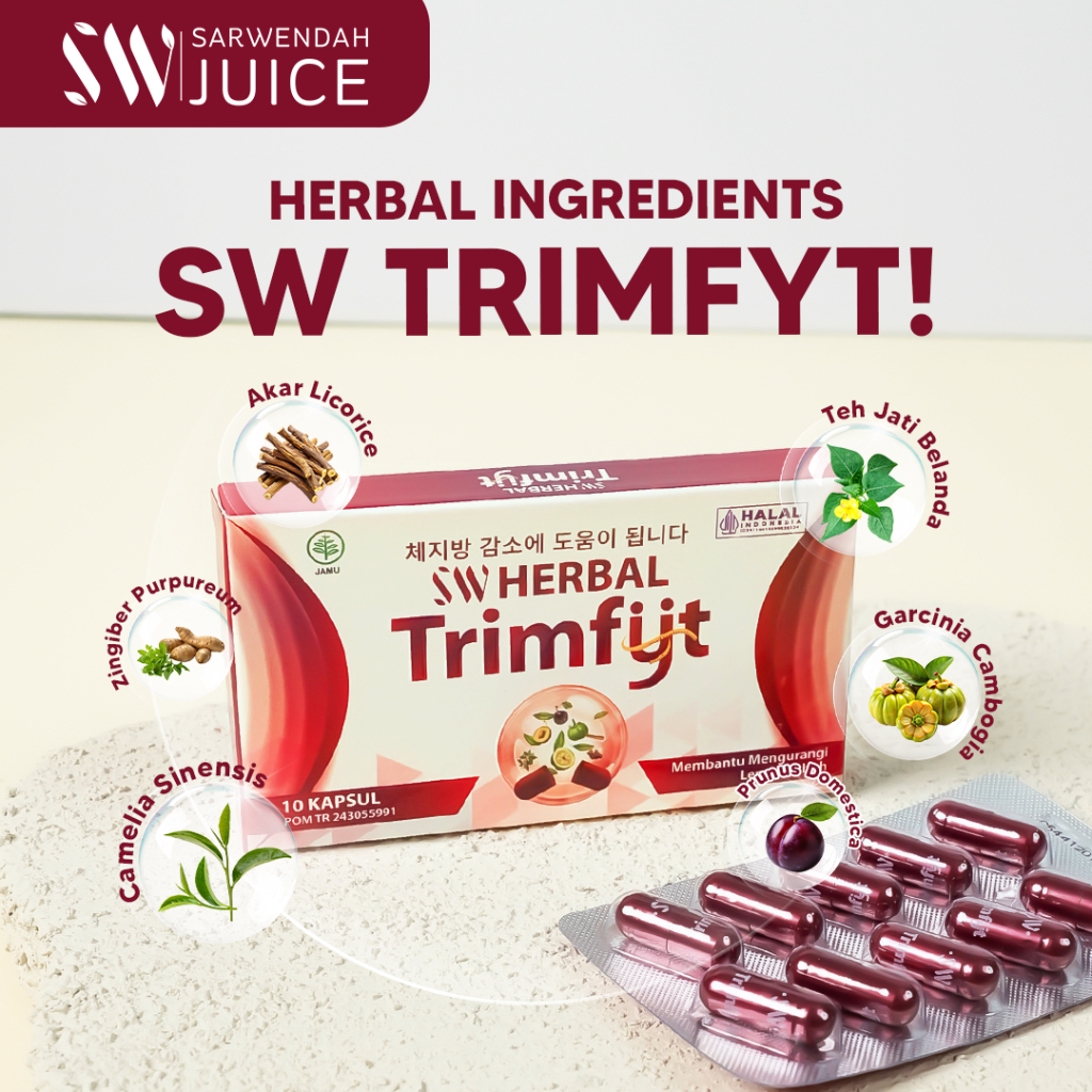 Sarwendah Juice Bundle Diet SW Herbal Trimfyt Slimming Strong 10 & SW Fiberty Sarwendah 45gr - 2 pcs