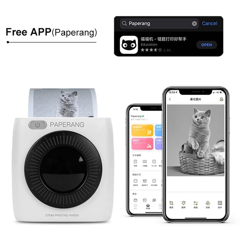 

Printer Mini Nirkabel Termal Paperang P2 Bluetooth Saku Kecil Tanpa Tinta Pencetakan Label Foto Kompak Tanda Terima