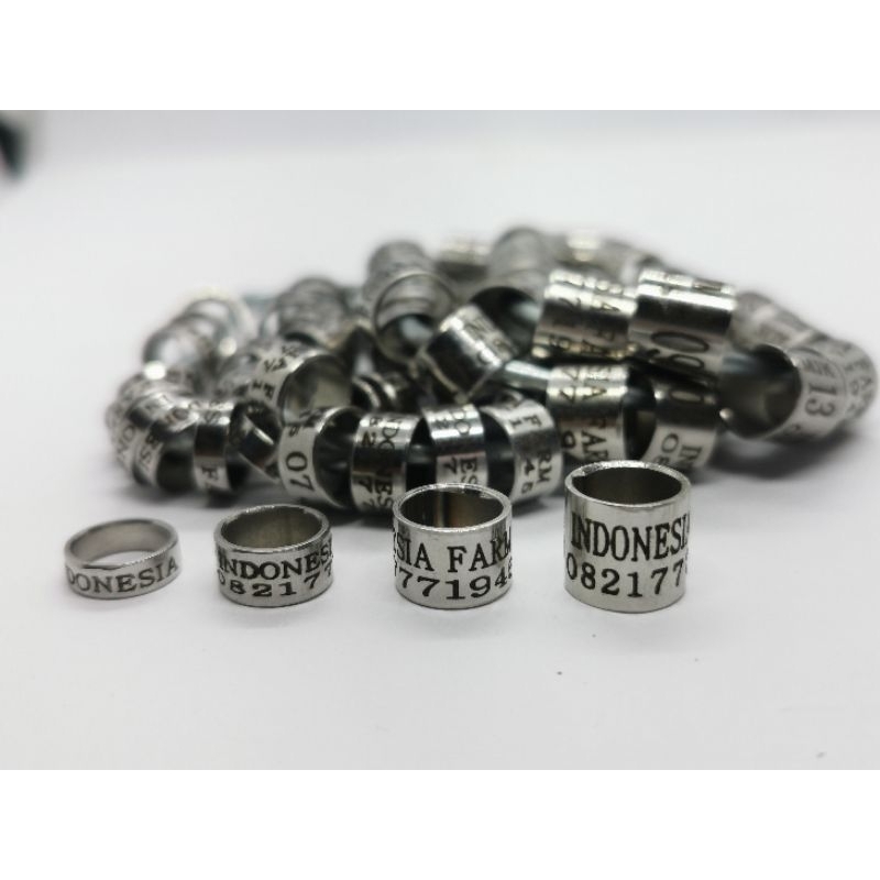 RING BURUNG MERPATI BAJA LASER GRATIS CETAK NAMA  IDENTITAS TERNAK UKURAN TINGGI | SLIM | TANGGUNG |