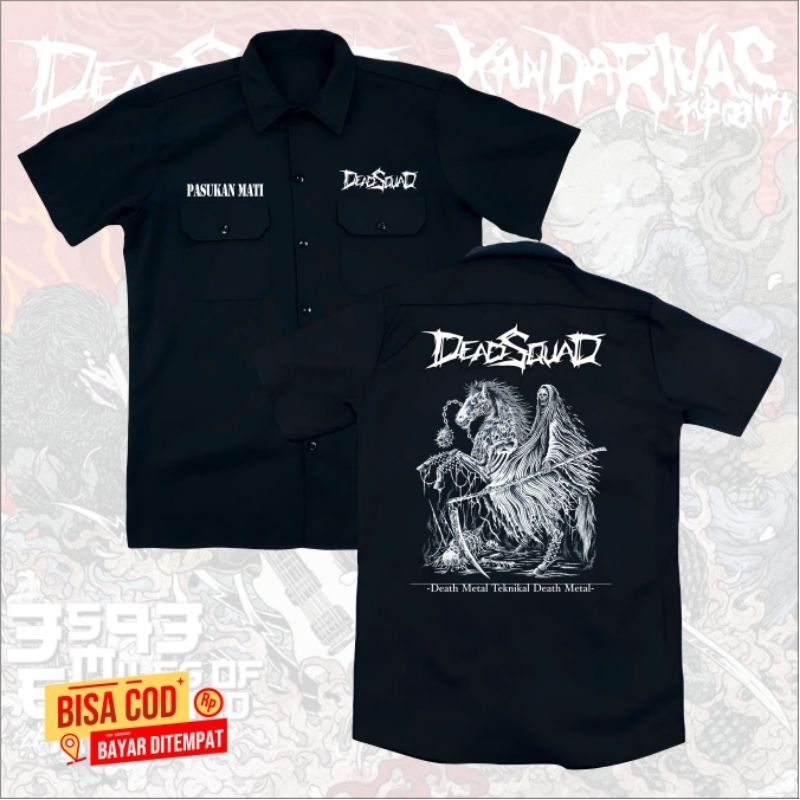 kemeja pendek hitam band DEADSQUAD terbaru original distro | kemeja WORKSHIRT band DEADSQUAD metal d