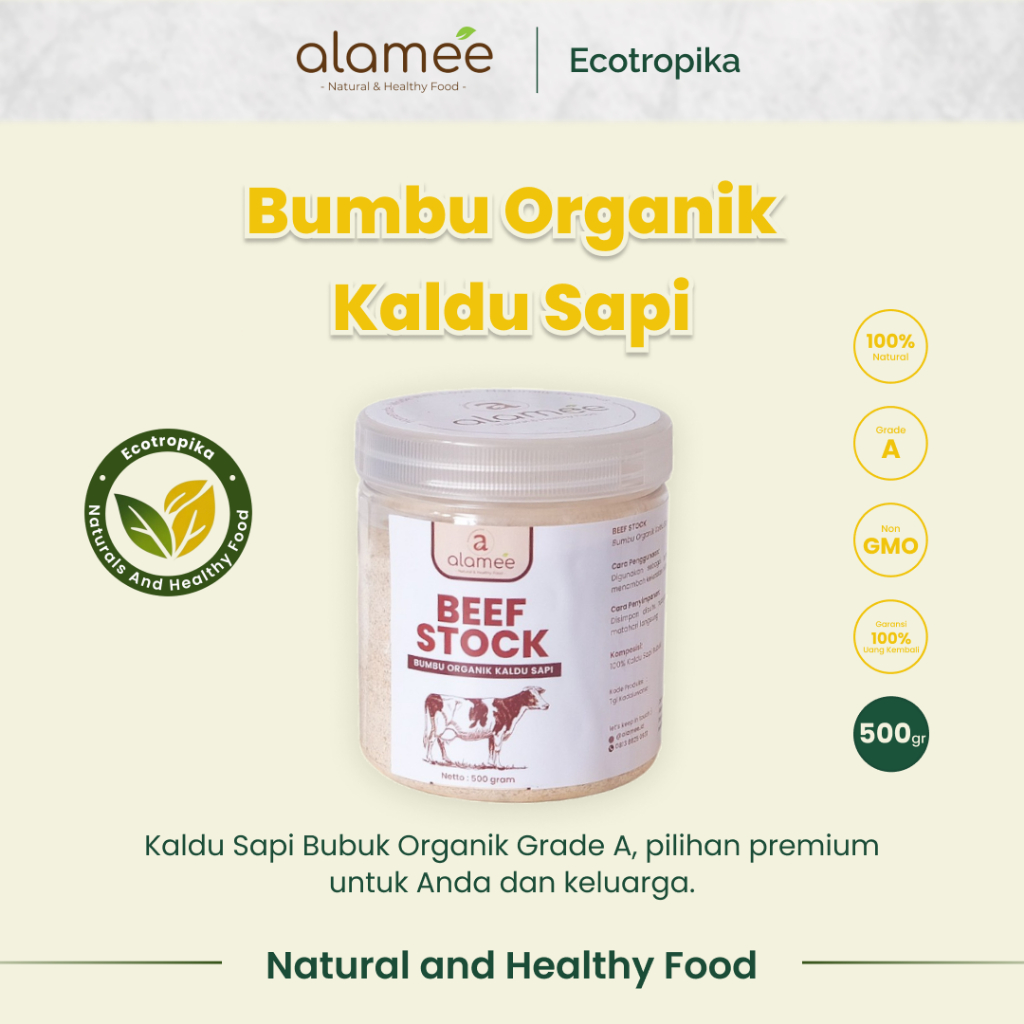 

Kaldu Sapi NON MSG Bubuk Penyedap Rasa Beef Stock Powder Extract Seasoning Bumbu Organik 500 Gram