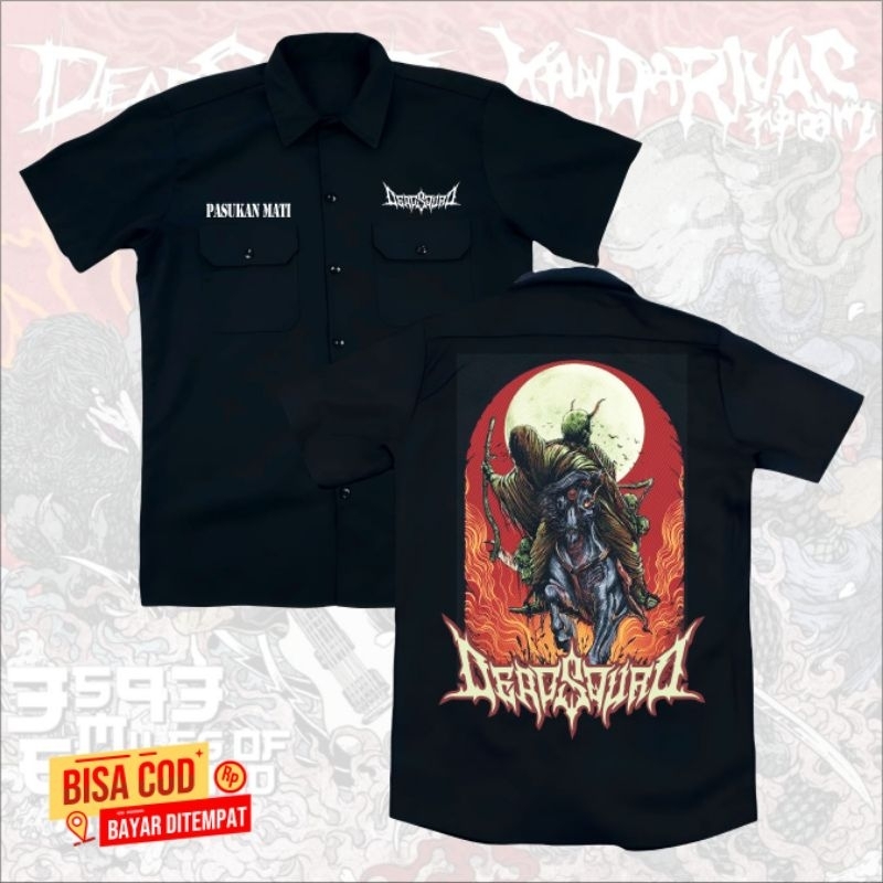 kemeja pendek band DEADSQUAD logo new original distro | kemeja WORKSHIRT band metal DEADSQUAD distro