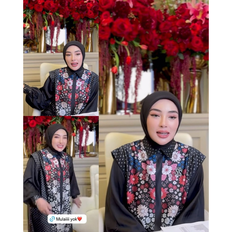 Tunik Printing Bunga Mix Monogram SS Shellasaukia ORI 100% by Shellasaukia