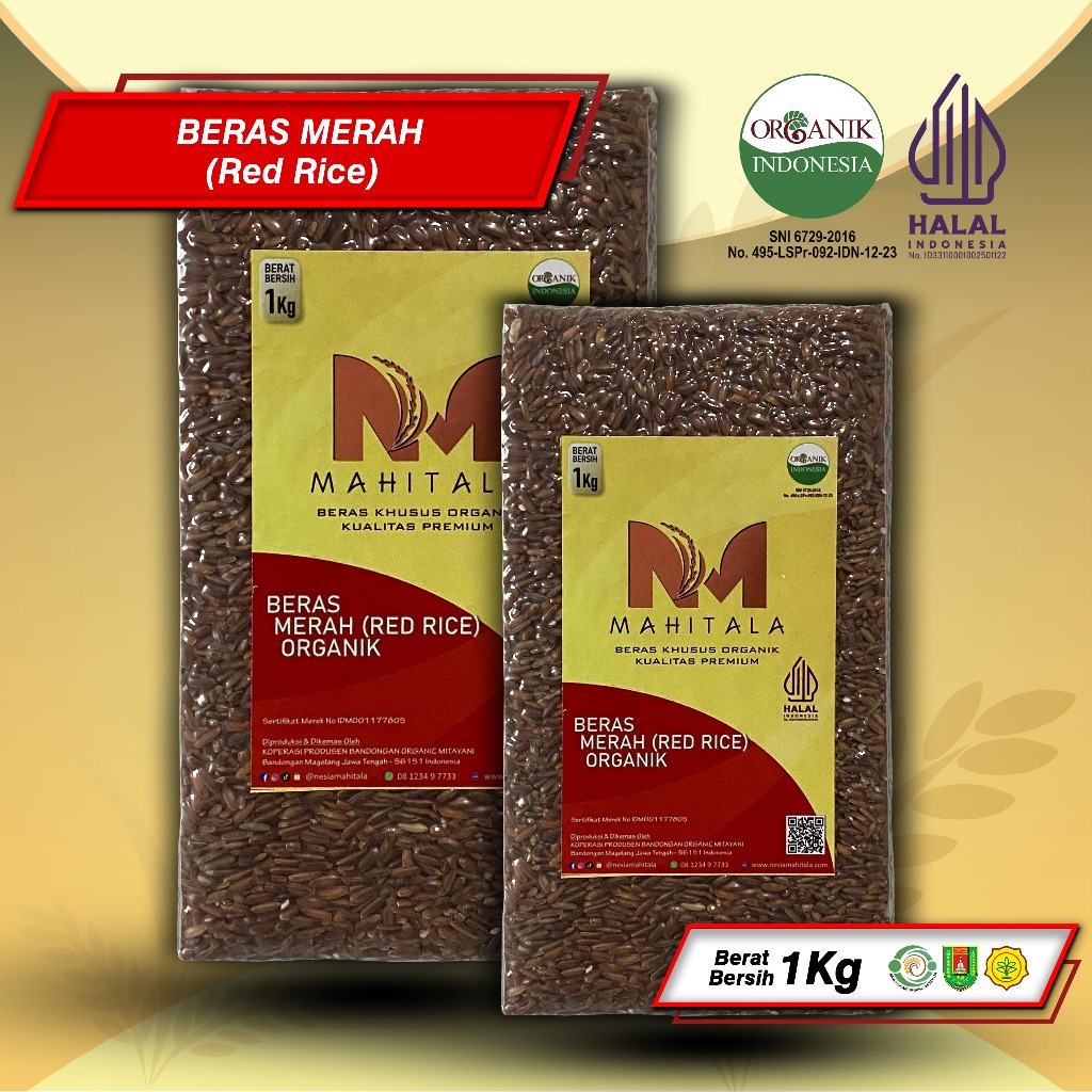 

Beras Merah Organik Vacuum 1Kg Mahitala