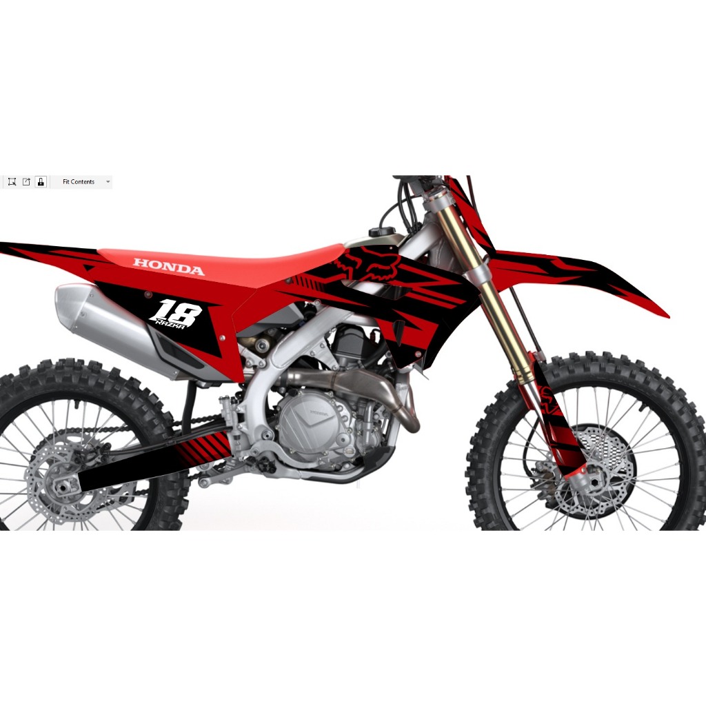 Decal Motor CRF 450 2022 2023 Stiker Motif simpel warna hitam merah