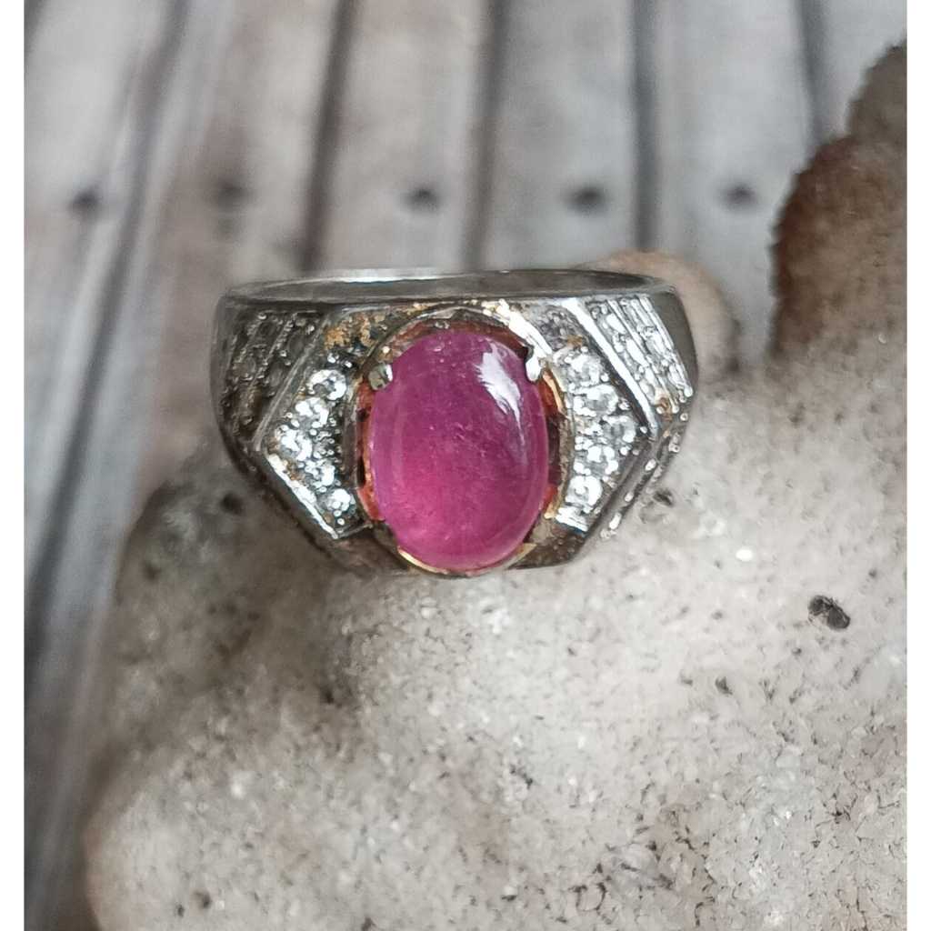 Natural Ruby Size Kantoran Ring Alpaka Super