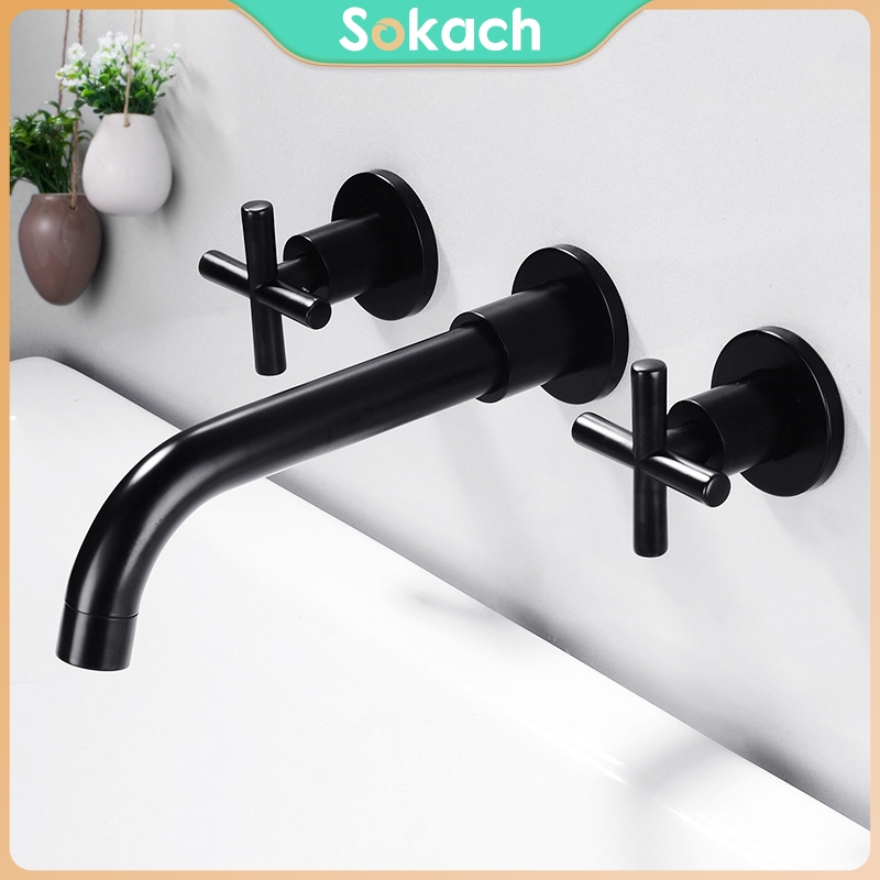 ⭐COD⭐Keran Wastafel Dinding Bahan Kuningan Kran Kamar Mandi Kran Air Wastafel Kran Dinding Keran Was