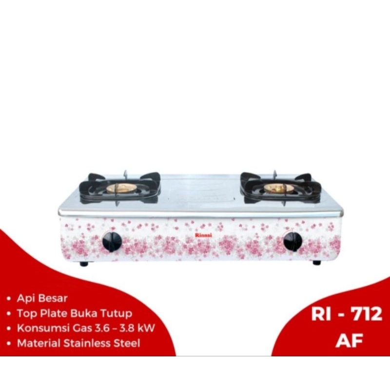 Kompor Gas Rinnai RI-712 AF | Kompor Gas 2 Tungku Rinnai RI 712 AF - Rinnai RI712AF
