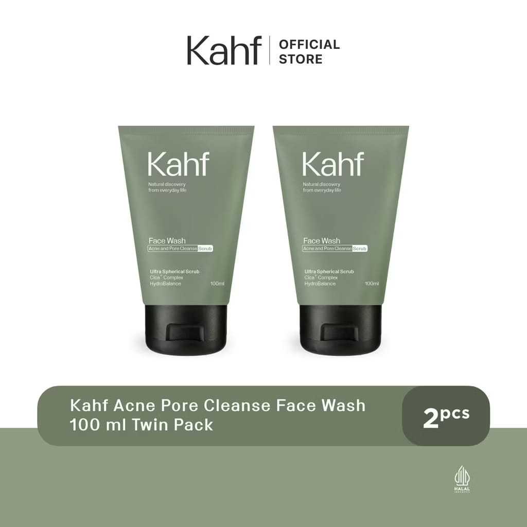 Kahf Acne Pore Cleanse Face Wash 100 ml Twin Pack - Paket Sabun Wajah Pria Isi 2