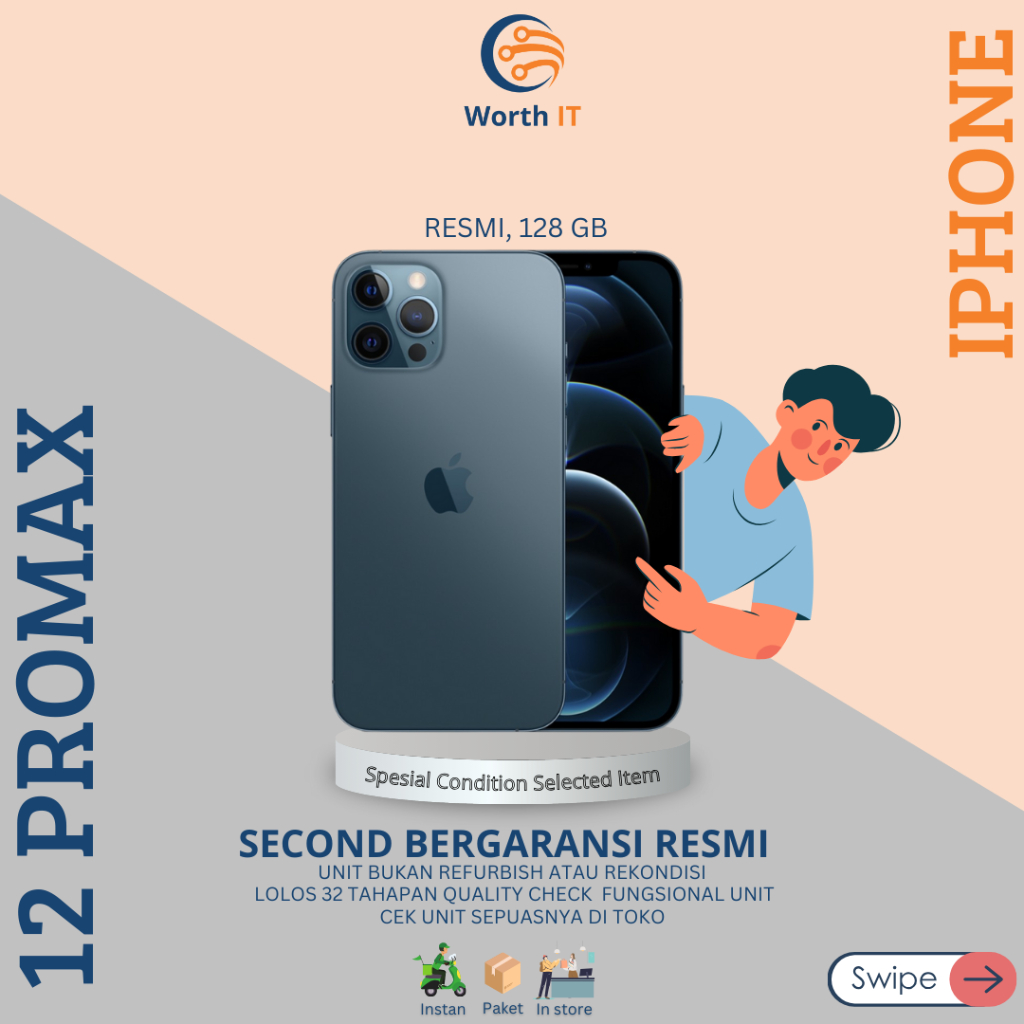 iPhone 12 PRO MAX - 128 GB Fullset Second/Bekas Original 100% Mulus iBox