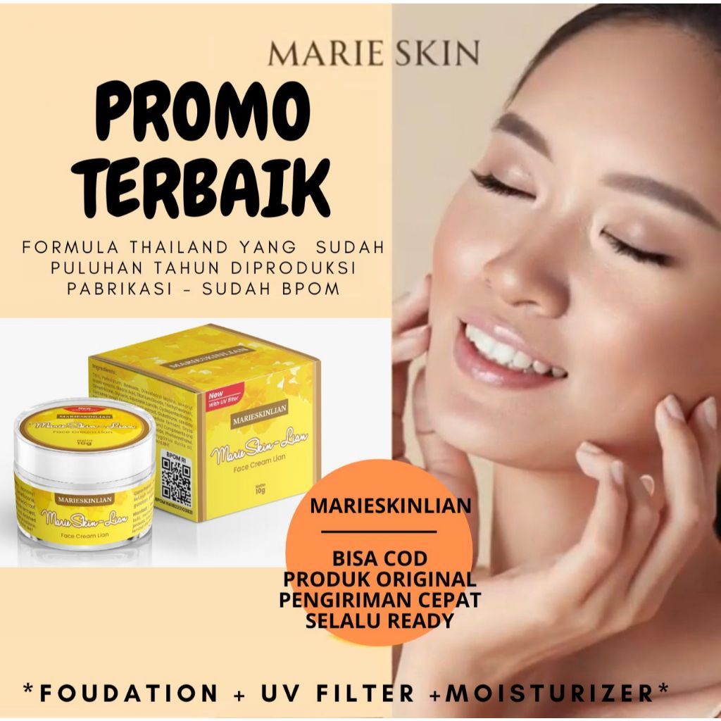 Marieskinlian - Lian Cream 10gr Cream Moisturizer Krim Pelembab Siang Malam Pencerah Wajah Memudarka