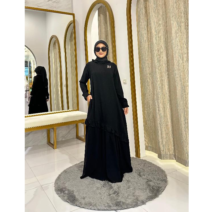 Fiorellya by Dwee - Oblique Dress - Gamis Umroh - Gamis Hitam Wanita - Gamis Hitam Arabian Wanita - 