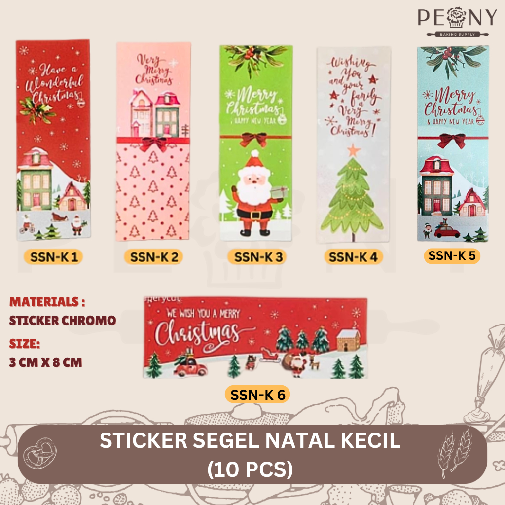 

(10 PCS) STICKER SEGEL NATAL KECIL SSNK / SEGEL HAMPERS TEMA NATAL / DEKORASI NATAL