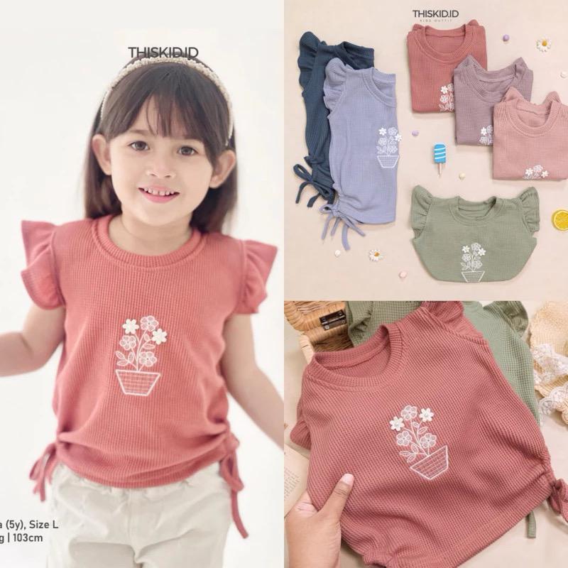 KENNSTORE Baju Kaos Anak Perempuan KEISHA TOP 1–5 Tahun Knit Lengan Ruffle