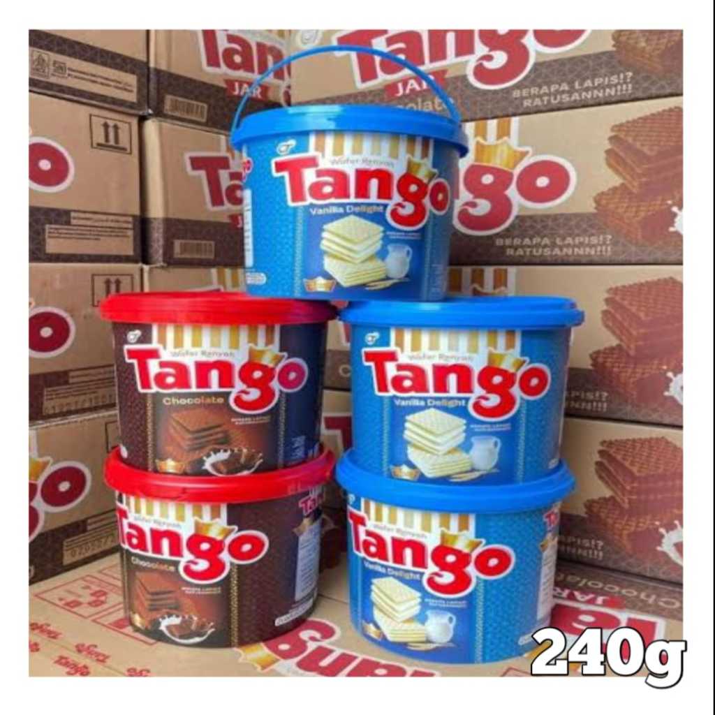 

Wafer tango kemasan jar 240gram,vanilla dan coklat