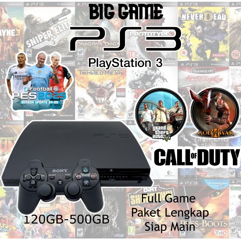 PS3 SLIM Playstation HDD 500GB Full games FIRMWARE TERBARU