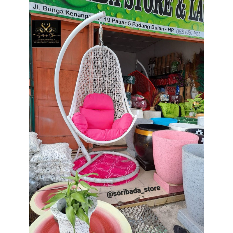 Ayunan Rotan Gantung Mewah | Ayunan Gantung Keren Rotan Rangka Besi Murah dan Keren | Ayunan Gantung
