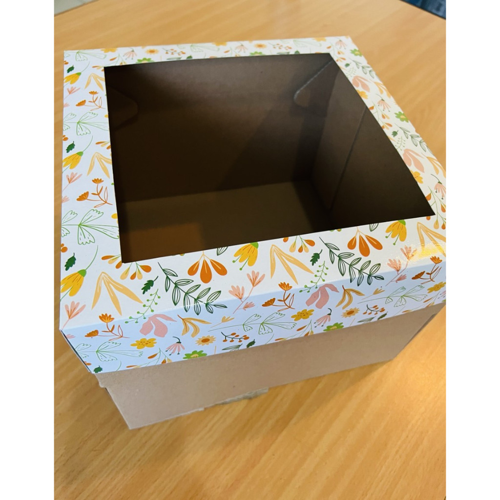 

( 5 Pcs ) Box Packaging Brownies Dus Hampers Kue Marmer Edisi Flower Garden Mika Ukuran 25x25x10 cm